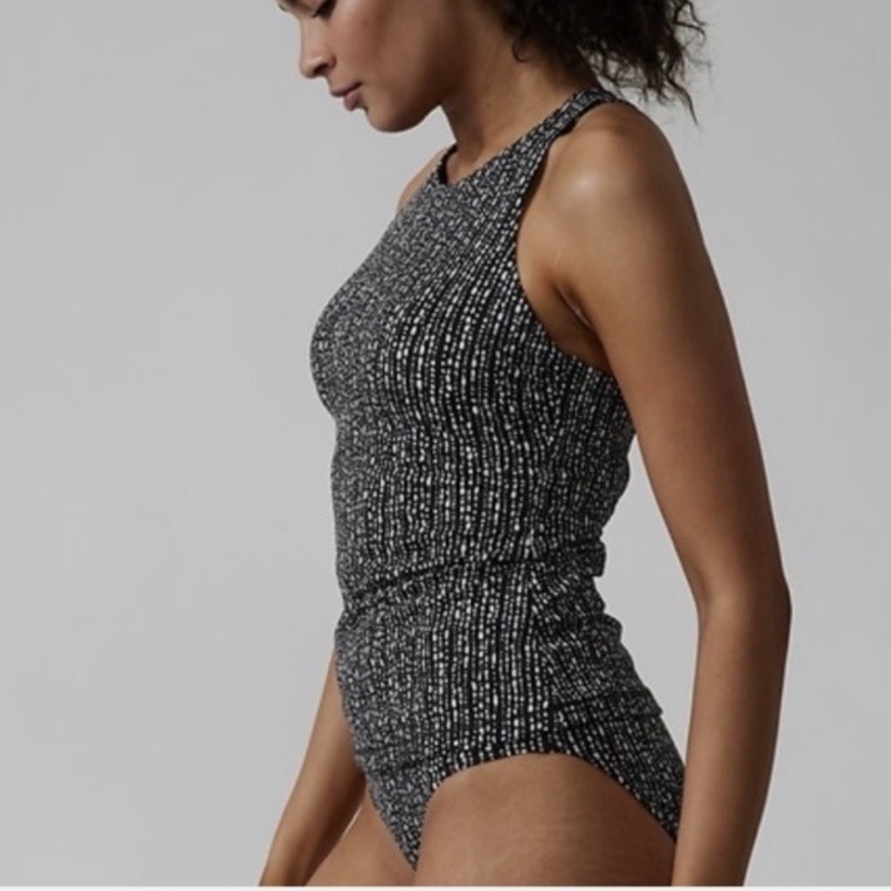 NWT Athleta Maldives Bra Cup Tankini Swim Top Black Rice Pearls 32 D/DD - Picture 4 of 11